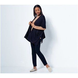 Susan Graver Weekend Jersey Knit Relaxed Cardigan in Black - Sz XS